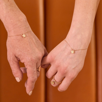 Bracciale personalizzato a catena con lucchetto placcato oro merci maman