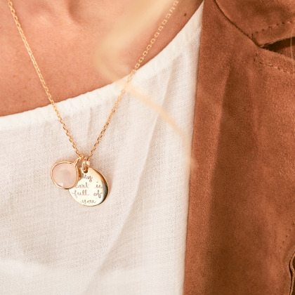 Collier personnalisé Pierre fine Calcédoine rose