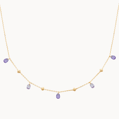 Collier Gouttes Cristal plaqué or merci maman