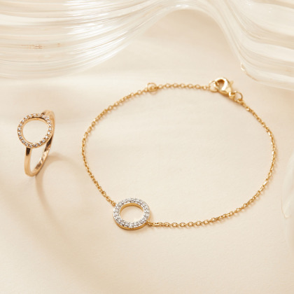Pulsera de cadena Eternidad Cristal baño de oro merci maman