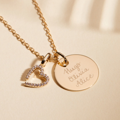 personalised crystal m necklace gold plated merci maman