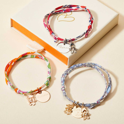 Personalisiertes Kristall Mama Liberty Armband  vergoldet merci maman