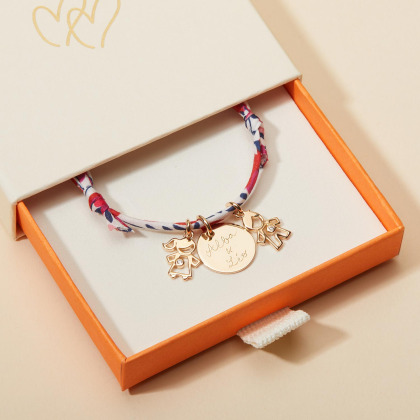 Personalisiertes Kristall Mama Liberty Armband  vergoldet merci maman