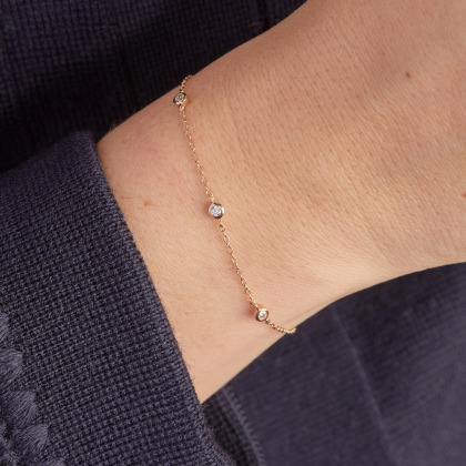 Pulsera de cadena Solitario Cristal