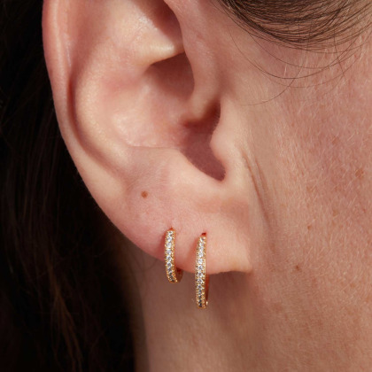 Mini Pendientes de Aro Cristal baño de oro merci maman