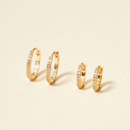 Mini Pendientes de Aro Cristal baño de oro merci maman