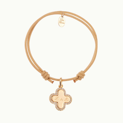 Bracciale personalizzato con croce di cristallo placcato in oro merci maman