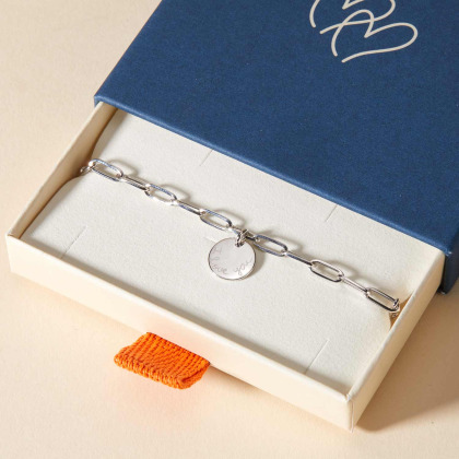 Personalisiertes Dainty Love Links Gliederarmband für Männer silber merci maman