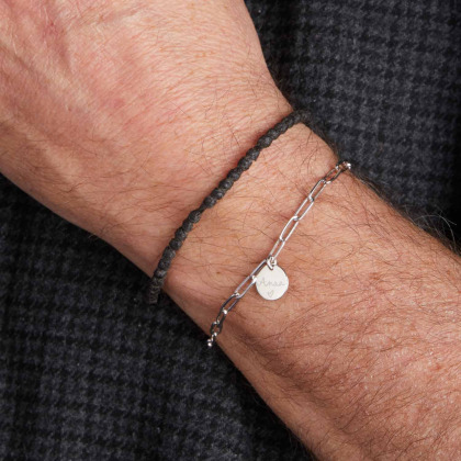 Personalisiertes Dainty Love Links Gliederarmband für Männer silber merci maman