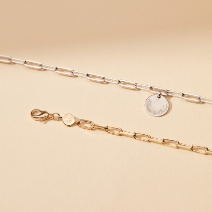 Pulsera personalizada fina Love Links baño oro merci maman