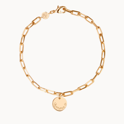Pulsera personalizada fina Love Links baño oro merci maman
