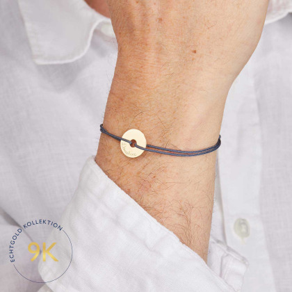 Personalisiertes 375er Gold Armband mit Scheibe für Männer merci maman