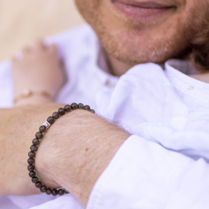 Bracelet personnalisé Cube Initiale pour homme argent Labradorite merci maman