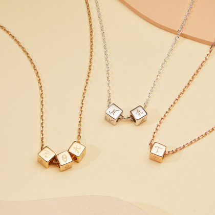 personalised dice necklace gold plated sterling silver rosegold plated merci maman