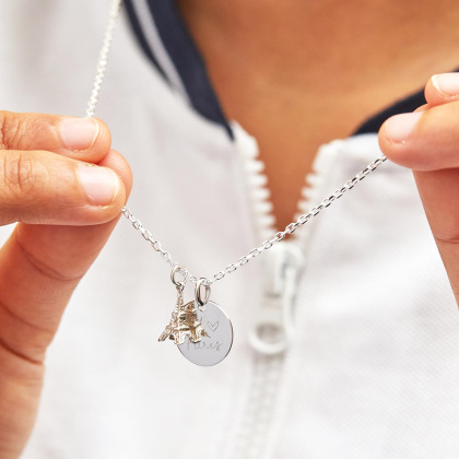Personalisierte Eiffelturm Halskette silber merci maman