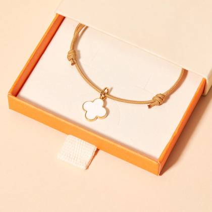 Personalisiertes Emaille Klee Kreuz Armband vergoldet merci maman