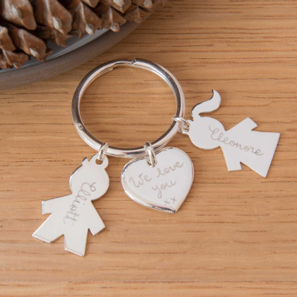 Porte-clefs personnalisé Family argent merci maman