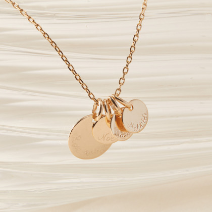 Collar personalizado con nombre Familia baño de oro merci maman