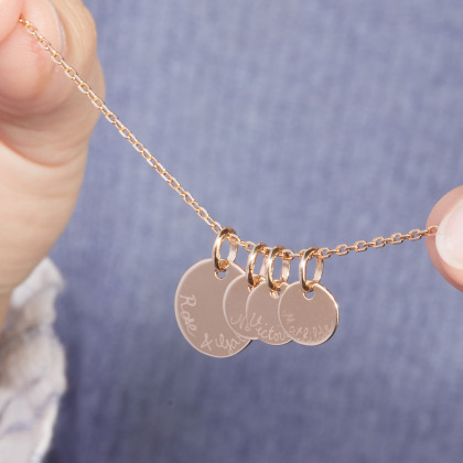 Collar personalizado con nombre Familia baño de oro merci maman