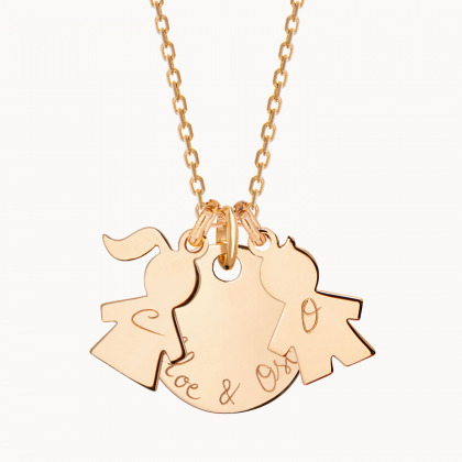 Collar personalizado Familia bano de oro amarillo merci maman