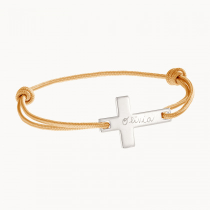 Personalisiertes Armband mit flachem Kreuz sterlingsilber merci maman
