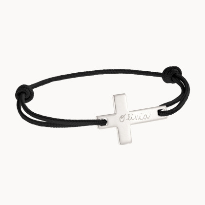 Personalisiertes flaches Kreuz Armband für Männer  sterlingsilber merci maman