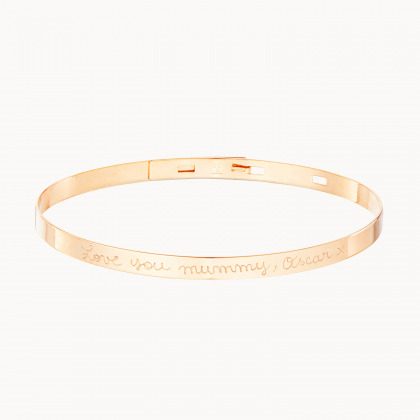 Personalisierter flacher Armreif vergoldet merci maman