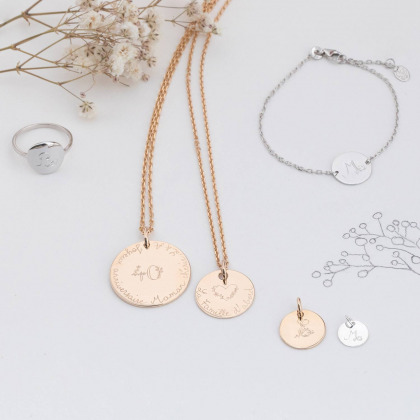 Collier Mini Alphabet Floral personnalisé