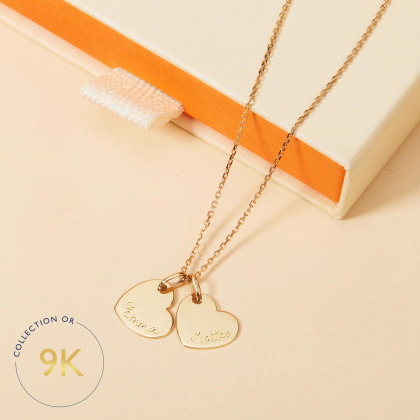 Collier personnalisé Prénom Coeur en or 9 carats merci maman