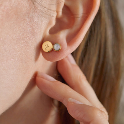 Orecchini personalizzati con madreperla placcato oro merci maman