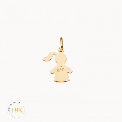 Charm personalizado niña en oro puro 18k merci maman