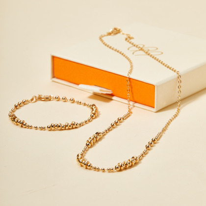 Collier Perles dorées plaqué or merci maman