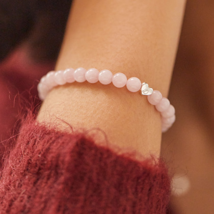 Bracciale Personalizzato Iniziale Cuore argento sterling Quarzo rosa merci maman