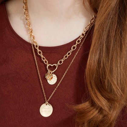 Collar personalizado Amuleto de la Suerte Corazón Baño de oro merci maman