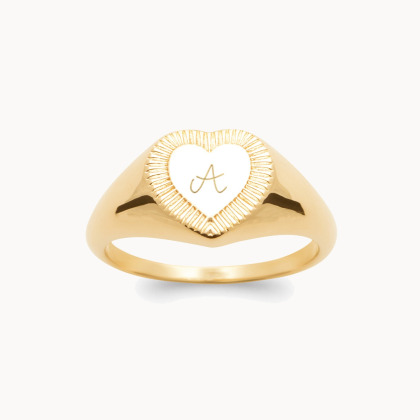 Chevalière Coeur personnalisée plaqué or merci maman