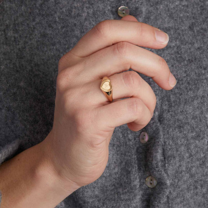Chevalière Coeur personnalisée plaqué or merci maman
