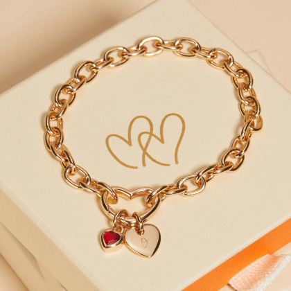 Braccialetto Personalizzato portafortuna con chiusura a cuore placcato oro merci maman
