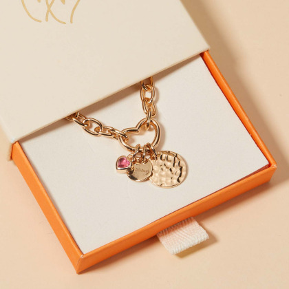 Collar personalizado Amuleto de la Suerte Corazón Baño de oro merci maman