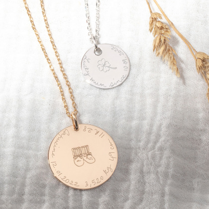 Collier Empreinte personnalisé plaqué or merci maman