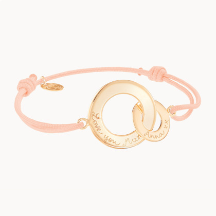 Bracelet personnalisé Anneaux Entrelacés plaqué or merci maman