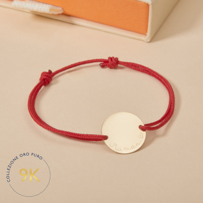 Bracciale con medaglia personalizzata in oro 9 carati merci maman
