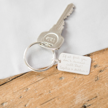 Portachiavi personalizzato con targhetta argento sterling merci maman
