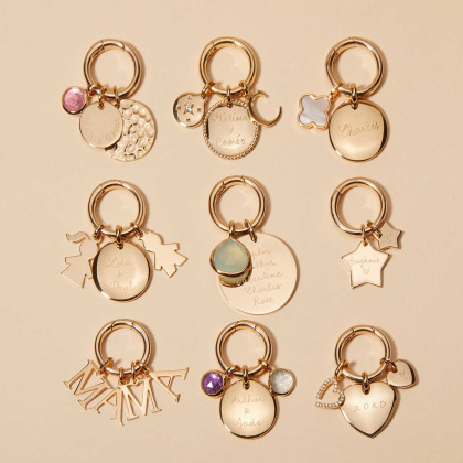 Personalisierte runde Lucky Charm Halskette vergoldet merci maman