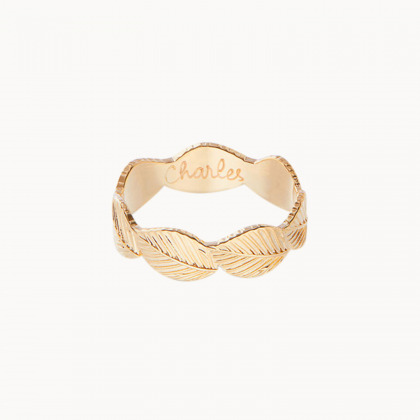 personalisierter ring im blattdesign vergoldet merci maman