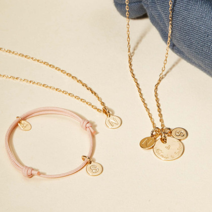 Personalised Letter Pendant Bracelet gold plated merci maman