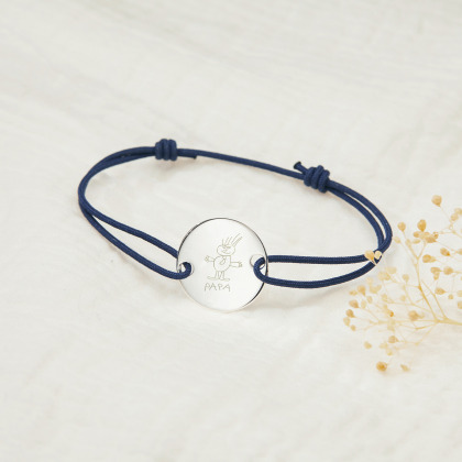 Braccialetto personalizzato a medaglia grande Disegnato da Te argento sterling merci maman