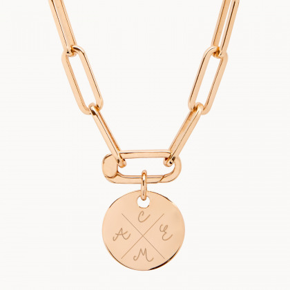 Personalisierte Love Links Kompass Halskette vergoldet merci maman