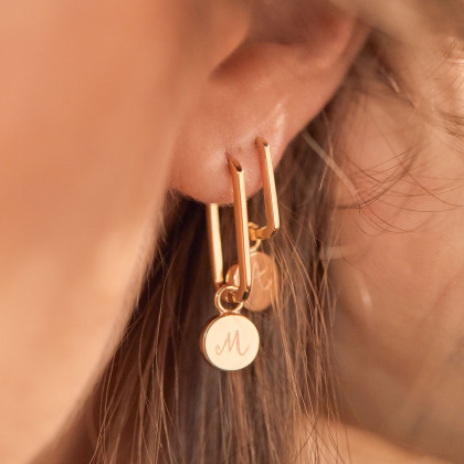 Boucles d'Oreilles Love Links personnalisées plaqué or merci maman