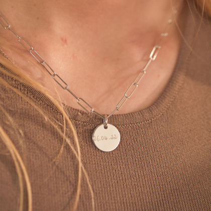 Cadena fina de collar Love Links plata merci maman