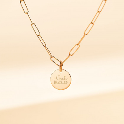 Cadena fina de collar Love Links baño oro merci maman